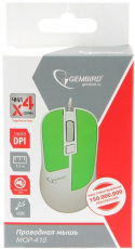Мышь Gembird MOP-410-GRN (USB, optical, 1600dpi, 1.5m, soft-touch, white-green)