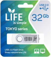 Флеш накопитель USB 2.0 32Gb LIFE TOKYO (LF32TOWHITE-01, white)