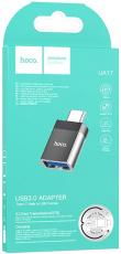 Переходник USB3.0 (f) - USB Type-C (m) (UA17, black) hoco