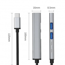 USB 3.0/Type-C HUB (2*Type-C, USB3.0 + 2*USB2.0, металл, grey)