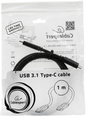 Кабель USB 3.2 Type-C - Type-C 1.0m (CCP-USB3.1-CMCM-1M, медь, 3А, 36W, быстрая зарядка, QC3.0, PD, двойное экранирование, black) Cablexpert
