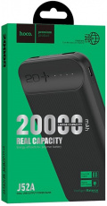Внешний аккумулятор hoco J52A New joy (литий-полимерный, 20000mAh, 2*USB 2A, вход 2A, black)