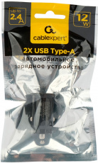 Зарядное устройство от прикуривателя Cablexpert MP3A-UC-CAR21 (12/24V - 2x USB, 5V, 2.4A, 12W, black)
