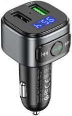 FM-модулятор hoco E67 Fighter (12/24V, Bluetooth5.0, 2xUSB, 3A, быстрая зарядка, QC3.0, USB носитель, MP3, WMA, WAV, black)