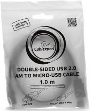 Кабель USB 2.0 Am - micro USB 1.0m (CC-mUSB2D-1M, медь, мультиразъём, экранированный, black) Cablexpert