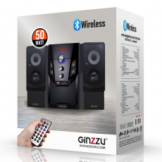Колонки GINZZU GM-415 (50W, Bluetooth, ПДУ, FM, USB, SD, black)
