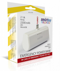 Внешний аккумулятор Smartbuy TURBO (SBPB-210) (литий-ионный, 2200mAh, выход MicroUSB - 2.1A, white)