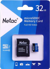 Карта памяти SDHCmicro Card 32Gb Netac P500 Standard (NT02P500STN-032G-R, Class 10, UHS-I, 80MB/s, адаптер SD)