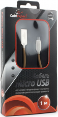 Кабель USB 2.0 Am - micro USB 1.0m (CC-P-mUSB02Gd-1M, серия Platinum, нейлоновая оплётка, gold) Cablexpert