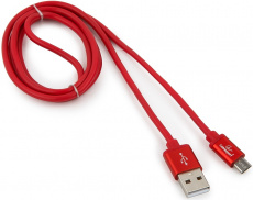 Кабель USB 2.0 Am - micro USB 1.0m (CC-S-mUSB01R-1M, серия Silver, red) Cablexpert