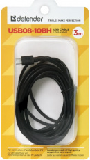 Кабель USB 2.0 Am - micro USB 3.0m (USB08-10BH, медь, black) Defender
