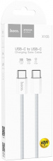 Кабель USB 2.0 Type-C - Type-C 1.0m (X105, Hero, 3A, 60W, нейлоновая оплётка, white) hoco