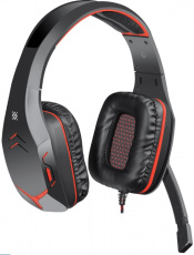 Наушники Defender EXCIDIUM (полноразмерные закрытые, c микрофоном, игровые, регулятор, 2.2m, промо-код "Crossout", black-red)