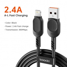 Кабель USB 2.0 Am - Lightning 2.0m (TXCL-PDA01, 2.4A, black) Toocki
