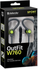 Гарнитура Defender OUTFIT W760  (затычки, с микрофоном, 1.5m, gray-yellow)