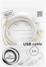 Кабель USB 2.0 Am - Af удлинительный 2.0m (CCF-USB2-AMAF-TR-2M, ферритовый фильтр, экранированный, silver) Cablexpert