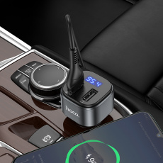 FM-модулятор hoco E67 Fighter (12/24V, Bluetooth5.0, 2xUSB, 3A, быстрая зарядка, QC3.0, USB носитель, MP3, WMA, WAV, black)