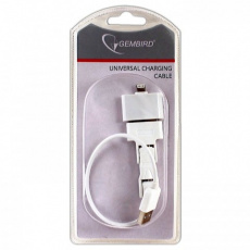 Кабель USB 2.0 Am - microUSB / miniUSB / iPod / iPad / iPhone / iPhone5 (A-USBTO14B, 0.2m, white) Gembird