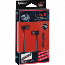 Наушники Redragon LIANA (затычки, для мобильных устройств, с микрофоном, 1.2m, black-grey-red)