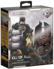 Мышь Defender Kill`em All GM-480L (USB, optical, 3200dpi, игровая, подсветка, промо-код "Crossout", 1.5m, black)