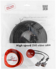Кабель DVI (m) - DVI (m) 10.0m (CC-DVI2-BK-10M, dual link, медь, 2 ферритовых фильтра, экранированный, black) Cablexpert