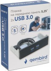 Фронтальная панель Gembird FP5.25-USB3-2A (5.25", 2хUSB 3.0, black)