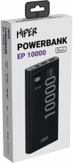 Внешний аккумулятор Hiper EP10000 (литий-полимерный, 10000mAh, Type-C 5-12V 22.5W + 2*USB 5-12V 22.5W, вход Type-C 5-12V 18W + Micro USB 5-12V 18W, QC, BC, PD, black)