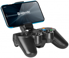 Геймпад Defender Crusher (PC/PS3/iOS/Android, Dinput / Xinput, проводной USB 1.8m / беспроводной Bluetooth до 10m, аккумулятор 400mAh, вибрация, держатель для смартфона, black)