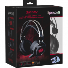 Наушники Redragon SIREN 2 (полноразмерные закрытые, подключение по USB, c микрофоном, игровые, виртуальный объёмный звук 7.1, 2m, black)