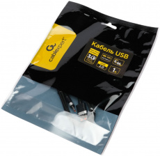 Кабель USB 2.0 Am - Type-C 1.0m (CCP-USB2-AMCM-66W-1M, медь, 6A, 66W, быстрая зарядка, QC3.0, нейлоновая оплётка, black-silver) Cablexper