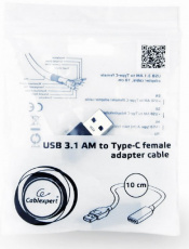 Кабель USB 3.1 Am - Type-C (f) 0.1m (A-USB3-AMCF-01, AM/Type-C, 3А, black) Cablexpert