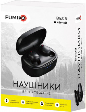Гарнитура FUMIKO BE08 (FBE08-01, затычки, беспроводная, Bluetooth 5.0, с микрофоном, до 5 часов работы от батареи, black)
