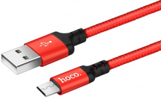 Кабель USB 2.0 Am - micro USB 1.0m (X14 Times Speed, 2A, нейлоновая оплётка, red-black) hoco