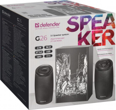 Колонки Defender G26 (26W, Bluetooth v.5.0, USB, FM, MP3, black)