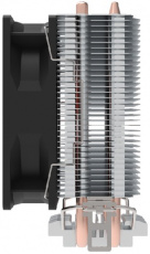 Вентилятор DeTech DT-C612L (1150/1151/1155/1156/1200/1700/AM2/AM3/AM4, 90mm, Hydro, Al+Cu, 1900rpm, 27dBa, 2 тепловые трубки 6mm, DTH, 3pin, rainbow LED, 90W, black) RTL