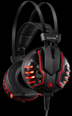Наушники A4Tech Bloody M615 Knight (полноразмерные закрытые, с микрофоном, регулятор, игровые, 2.3m, подсветка, black-red)