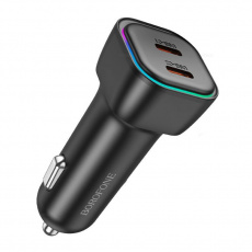 Зарядное устройство от прикуривателя Borofone BZ28B (12/24V - 2xUSB Type-C, 5V/3А, 9V/3A, 12V/2.5A, 55W max, QC3.0, PD, black)
