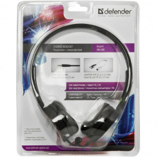 Наушники Defender Accord HN-048 (накладные закрытые для мобильный устройств, с микрофоном, 1.2m, black)