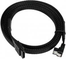 Кабель интерфейсный SATA 1.0m (CC-SATAM-DATA90-BLBR-100CM, угловой разъём, защёлки, нейлоновая оплётка, black) Cablexpert