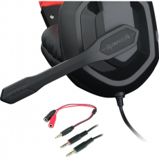 Наушники Redragon ARES (полноразмерные закрытые, c микрофоном, игровые, 2m, black-red)