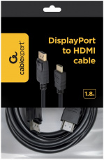 Кабель DisplayPort (m) - HDMI (m) 1.8m (CC-DP-HDMI-6, медь, v.1.4,  двойное экранирование, black) Cablexpert
