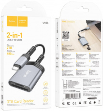 Карт-ридер hoco (UA25, SDXC, microSD, black-grey, USB Type-C)