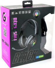 Наушники Gembird MHS-GX10 (полноразмерные закрытые, c микрофоном, RGB подсветка, игровые, регулятор, 2.2m, black)