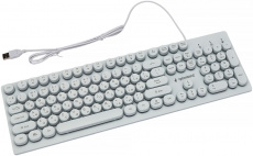 Клавиатура Gembird KB-240L-W (USB, радужная подсветка, мультимедийная, 1.5m, white)
