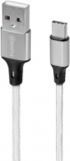 Кабель USB 2.0 Am - Type-C 1.0m (FCA08-06, 2.4A, нейлоновая оплётка, silver) FUMIKO