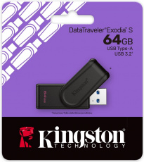 Флеш накопитель USB 3.2 64Gb Kingston DT Exodia S (DTXS/64GB, black)