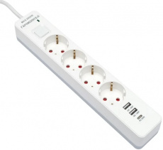 Сетевой фильтр Гарнизон Мультипорт 2.0 (EPS-OP-4-CU2-W-2, 4 розетки, 2 метра, 2*USB 3A, QC 18W, USB Type-C 3A, PD 20W, 10A, white) OEM
