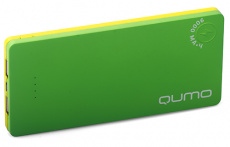 Внешний аккумулятор QUMO PowerAid Slim Twin 9000 (литий-полимерный, 9000mAh, 2*USB 1A+2A, вход 1А, green-yellow)