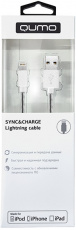 Кабель USB 2.0 Am - Lightning 1.2m (30020, 2.4A, 12W, быстрая зарядка, стальная пружина, white) QUMO