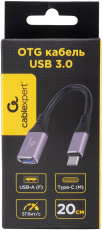 Кабель-переходник USB-OTG (A-USB3C-OTGAF-02, USB3.0 Type-C / USB3.0 (F), 0.2m, экранированный, black) Cablexpert
